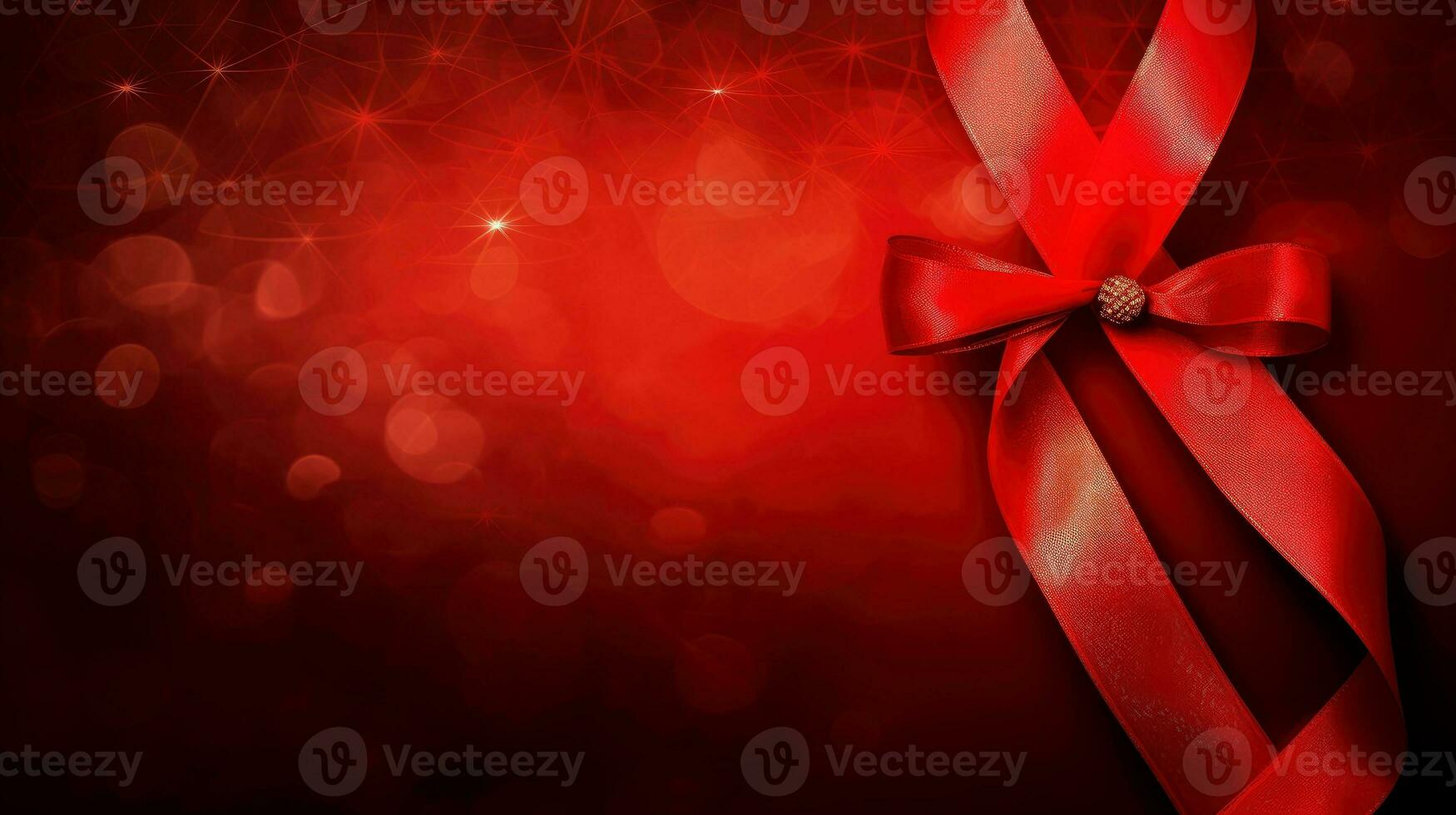 Red ribbon on dark background, World AIDS Day, concept of helping those in need, Generative AI illustration photo