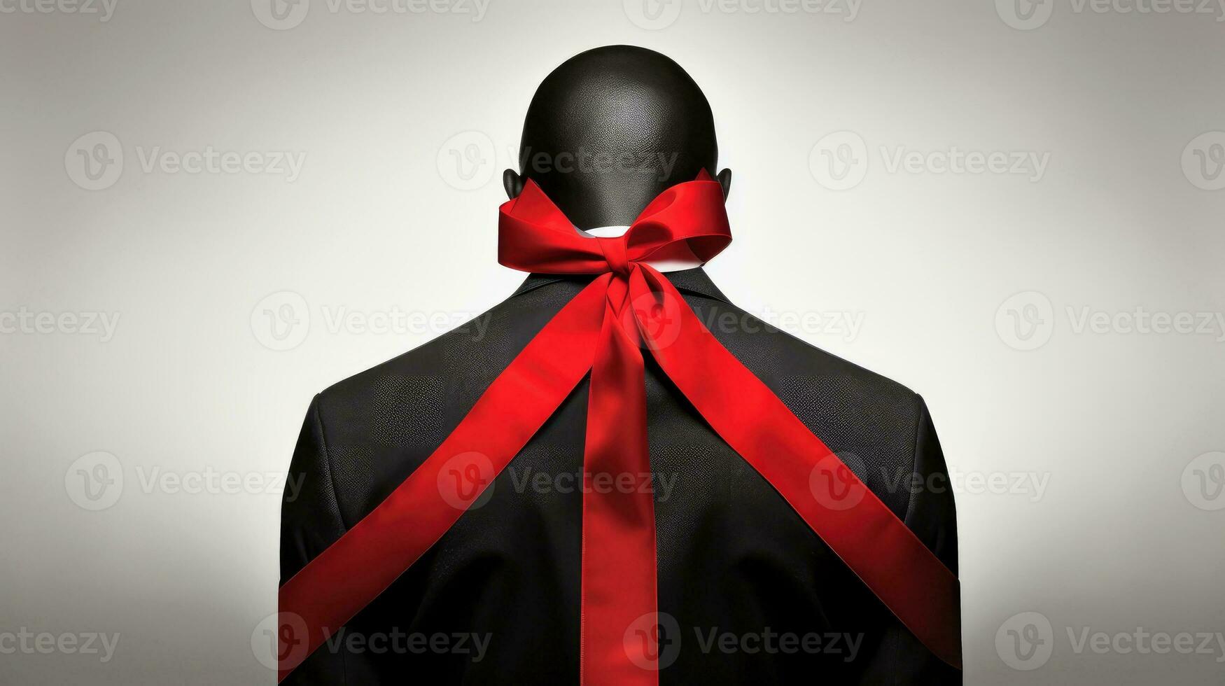 Symbol of unity for World AIDS Day, human with ribbon red, concept of helping those in need, Generative AI illustration photo