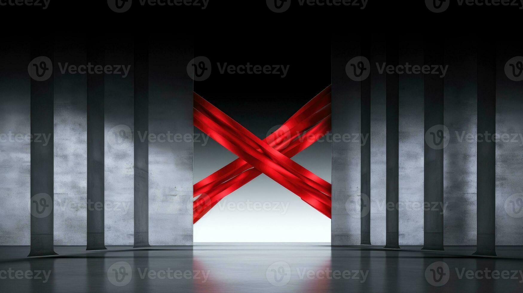 Red ribbon on dark background, World AIDS Day, concept of helping those in need, Generative AI illustration photo