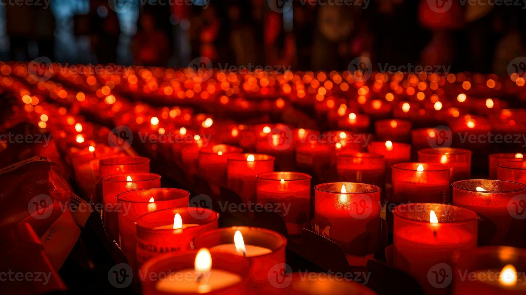 Hopeful Remembrance, A Solemn Candlelight Vigil Against Heartwarming Designs on World AIDS Day, Generative AI illustration photo