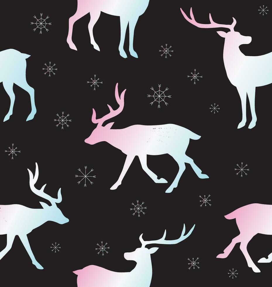 Vector seamless pattern of hand drawn flat deer