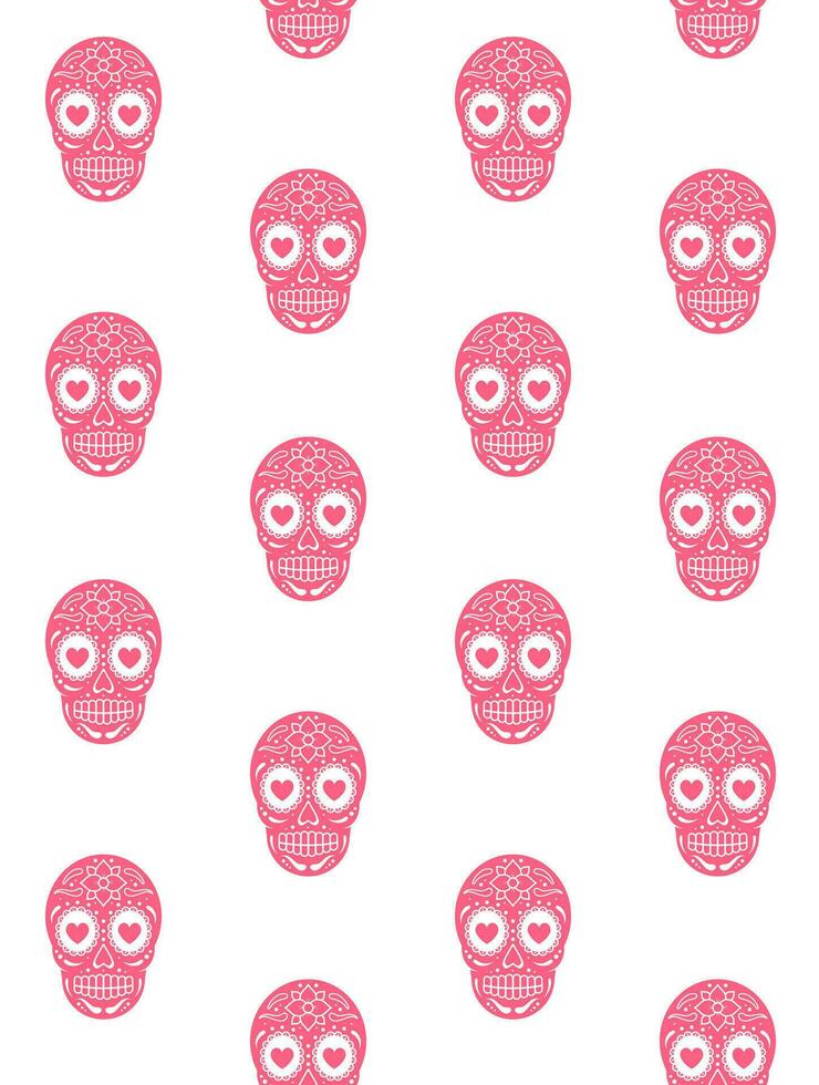 Vector seamless pattern of pink Mexican sugar skull