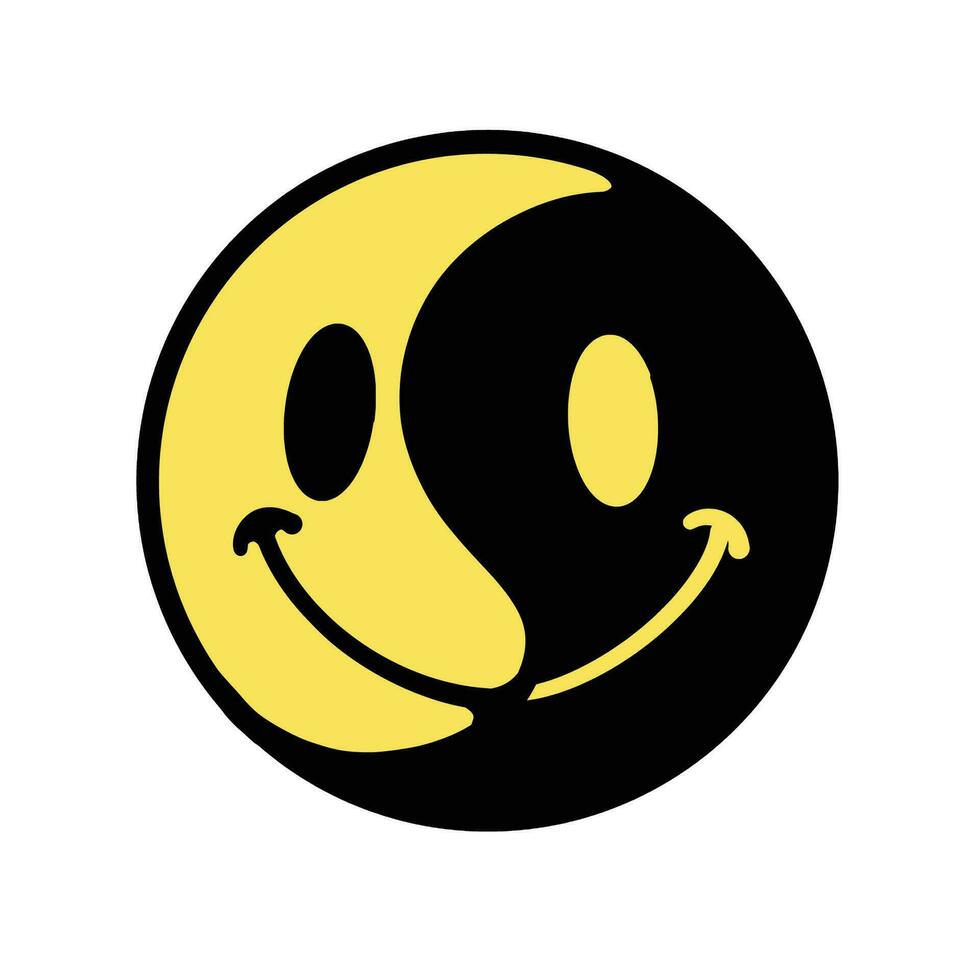 Vector Yin Yang emoticon Streetwear Cartoon Illustration