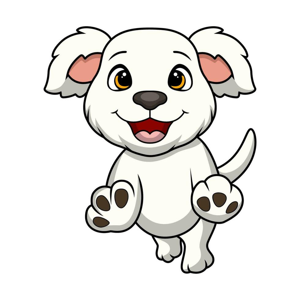 Cute little dog cartoon jumping vector