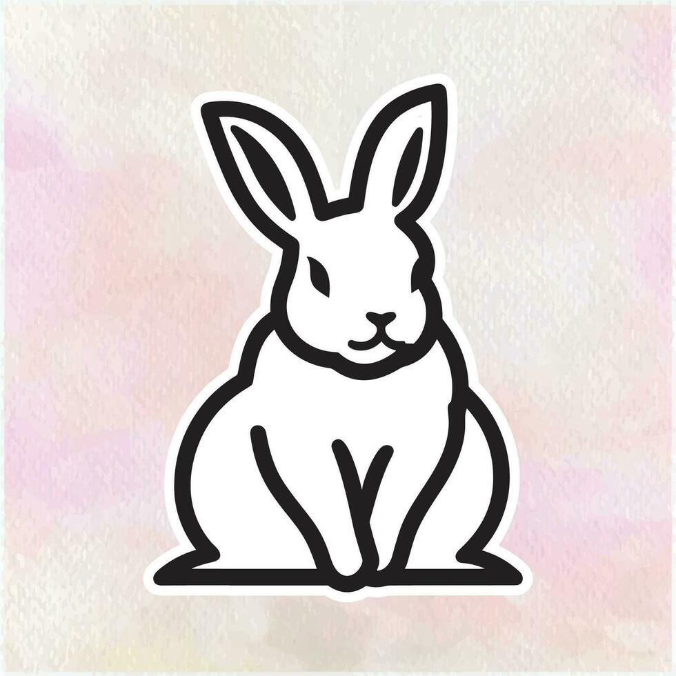 Black and White Bunny Illustration on Light Pink Background vector