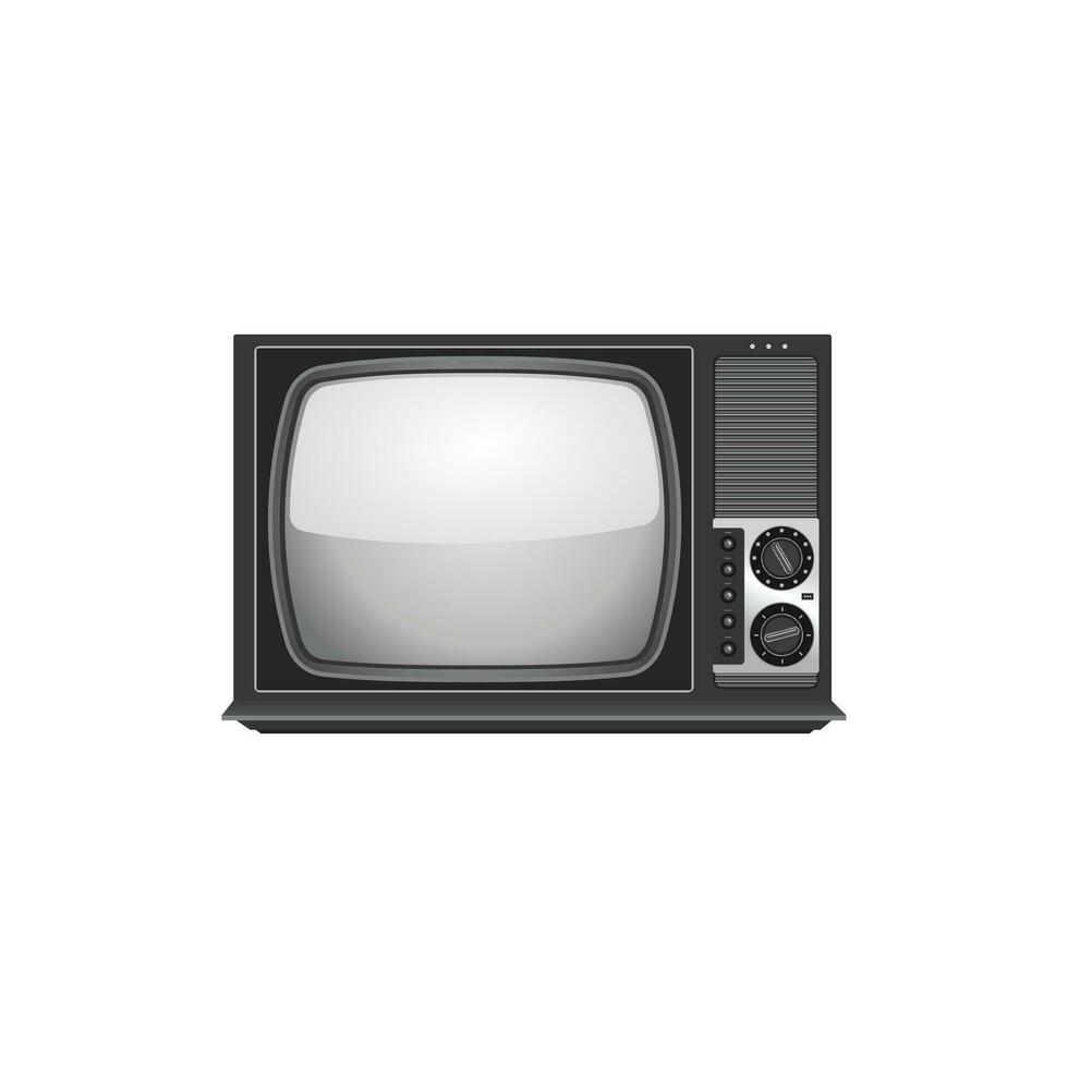 retro televisor frente ver con blanco pantalla aislado en blanco antecedentes. Clásico televisión receptor. vector