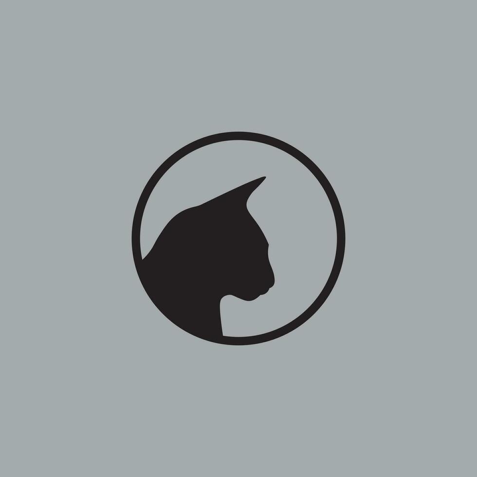 gato logo diseño en circulo forma vector