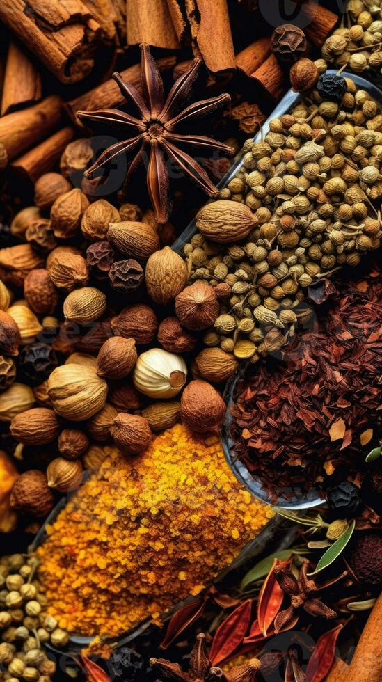 A closeup magazine quality shot of a traditional spices, AI Generated photo