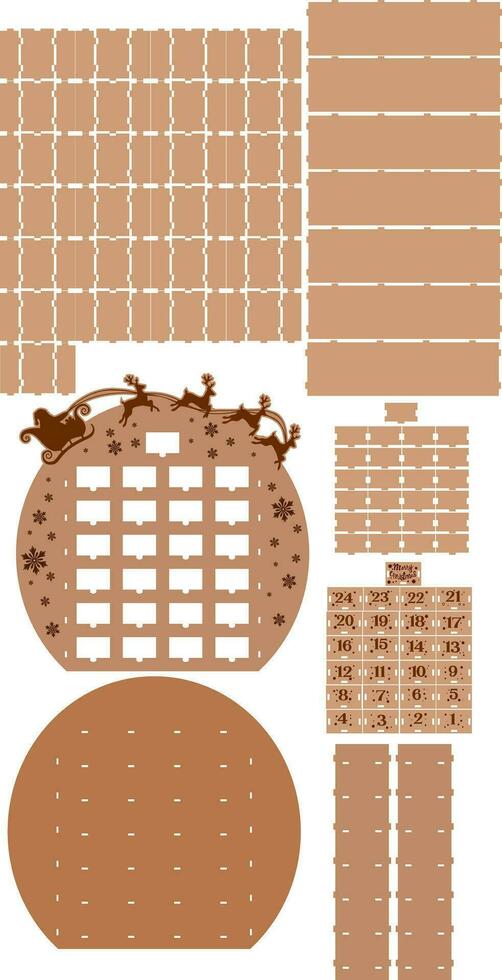 DECORATIVE ADVENT CALENDAR, Wood Cut vector
