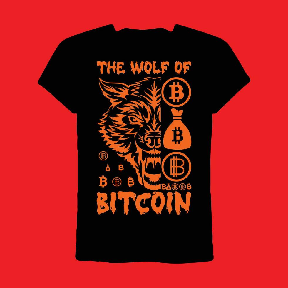 el lobo de bitcoin camiseta vector