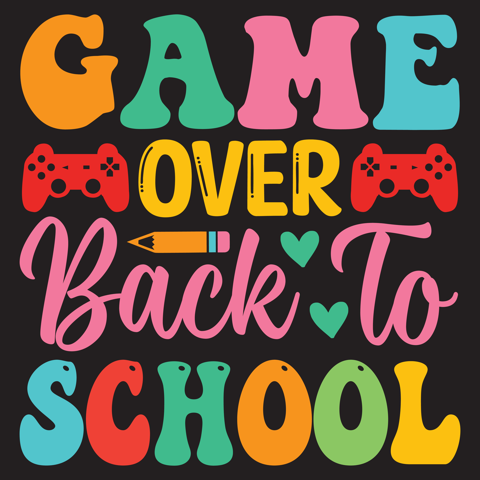 Game Over Back To School 28572316 Vector Art at Vecteezy