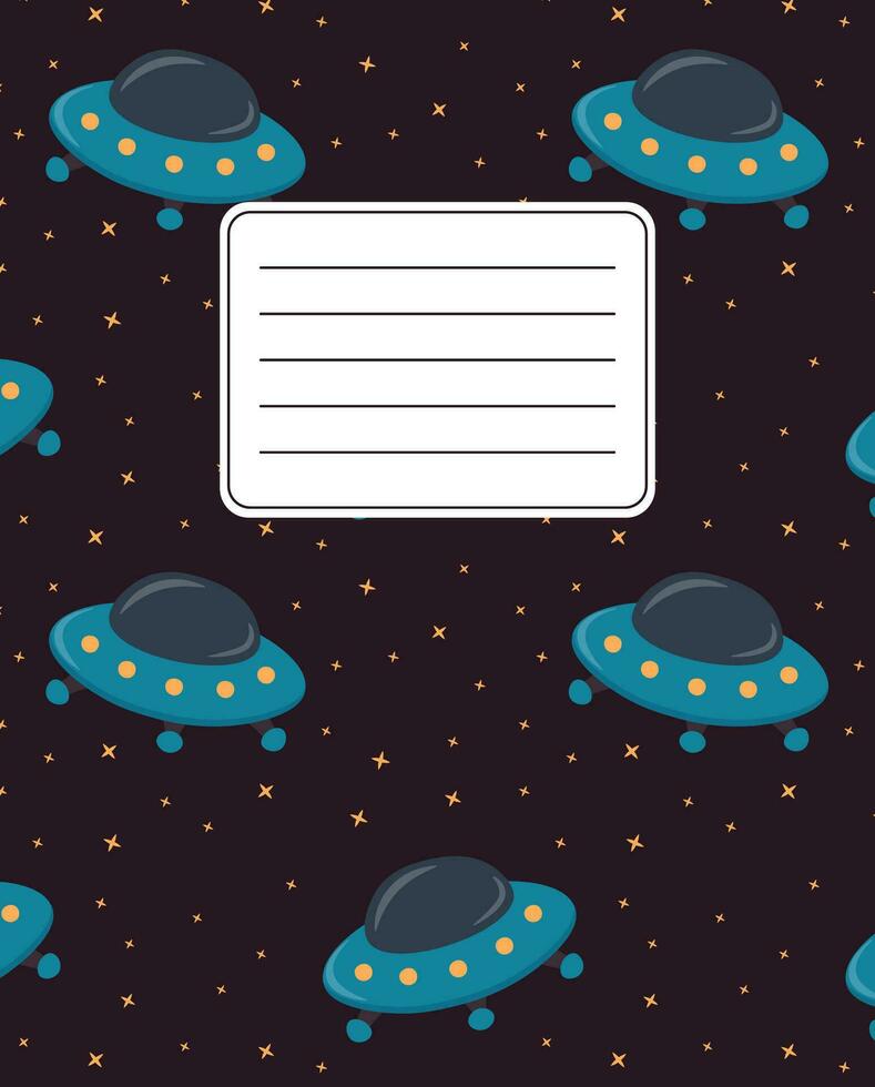 Cover design for notebooks, planners with the image of a spaceship. vector