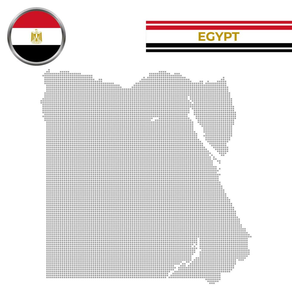 Dotted map of Egypt with circular flag vector