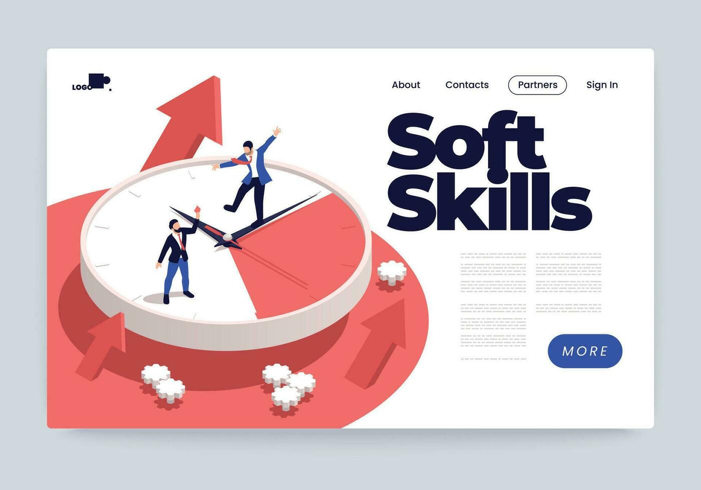 Isometric Soft Skills Banner vector