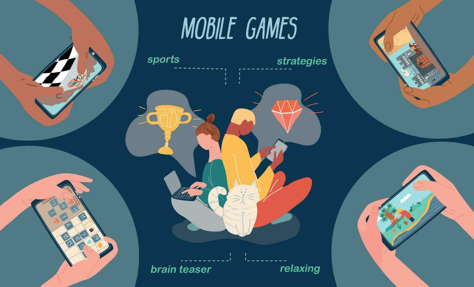 Mobile Games Flat Infographics vector