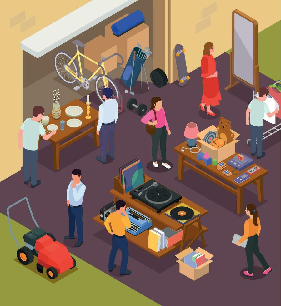 Garage Sale Isometric vector