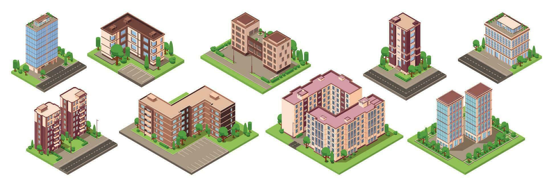 City Buildings Icon Set vector