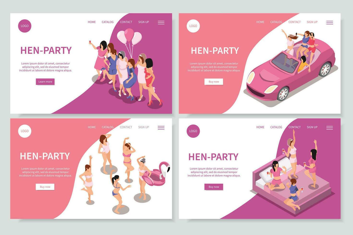 Hen Party Landing Pages vector