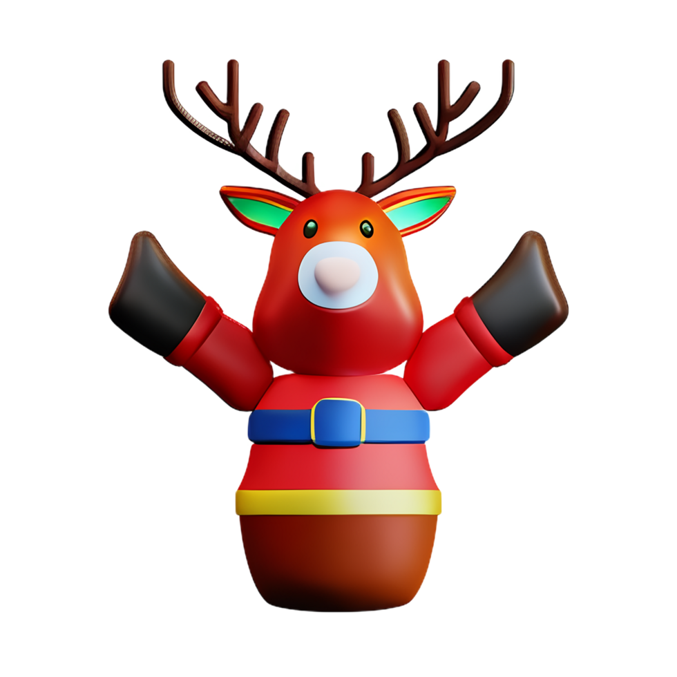 3d christmas reindeer with santa's hat icon illustration png