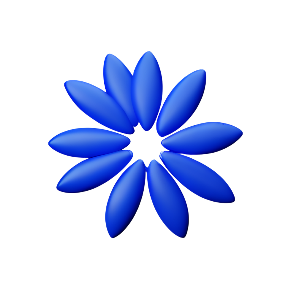 azul flor 3d representación icono ilustración png