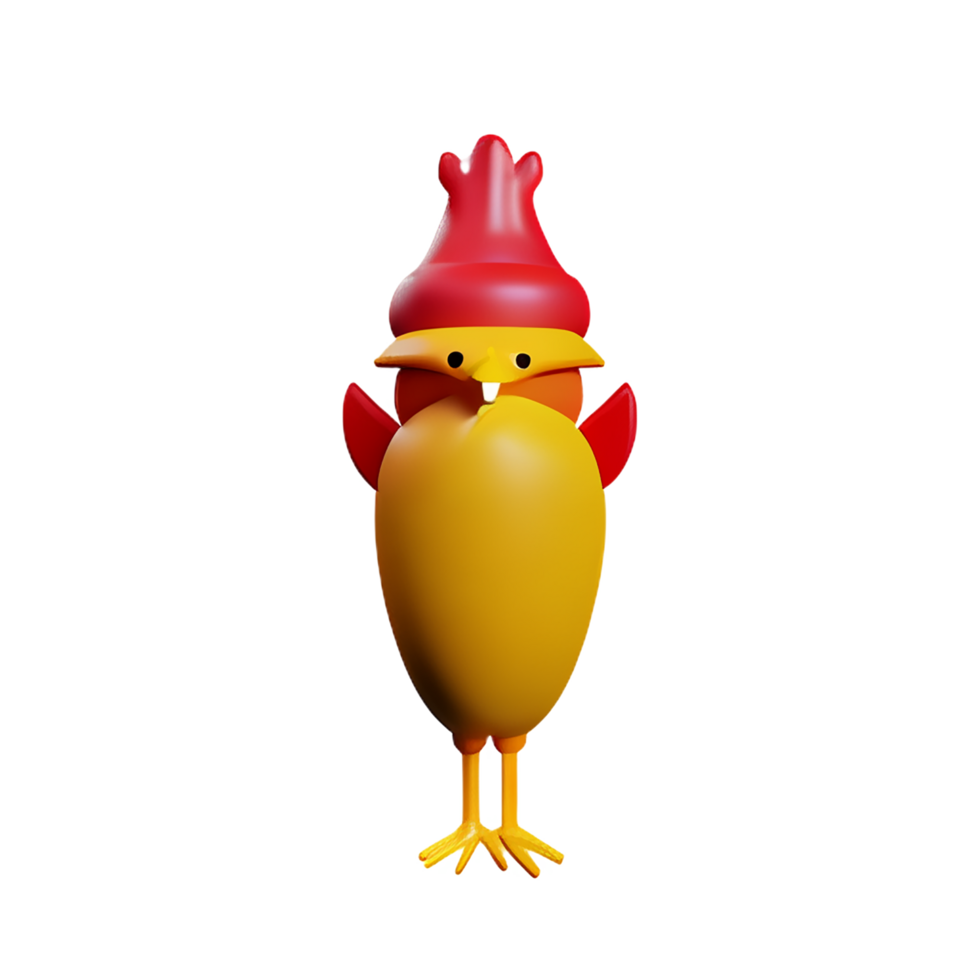 chicken 3d rendering icon illustration png