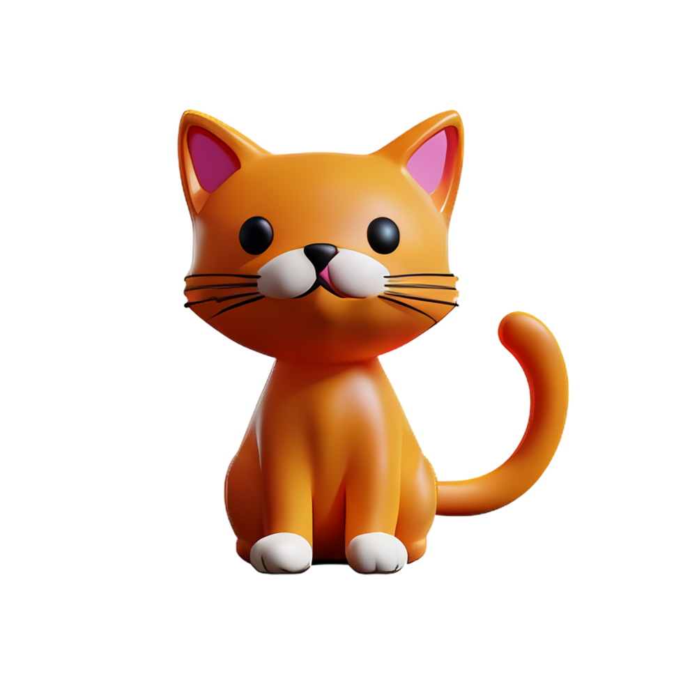 linda gato 3d representación icono ilustración png