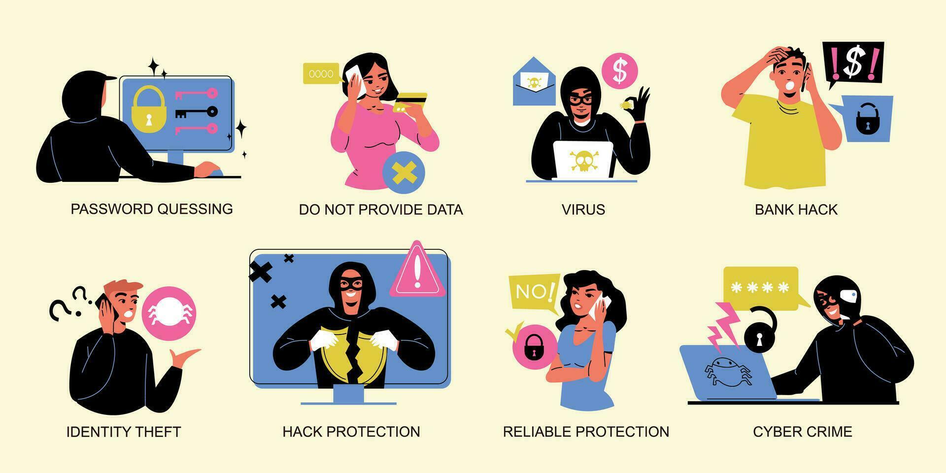 Cyber Crime Set vector