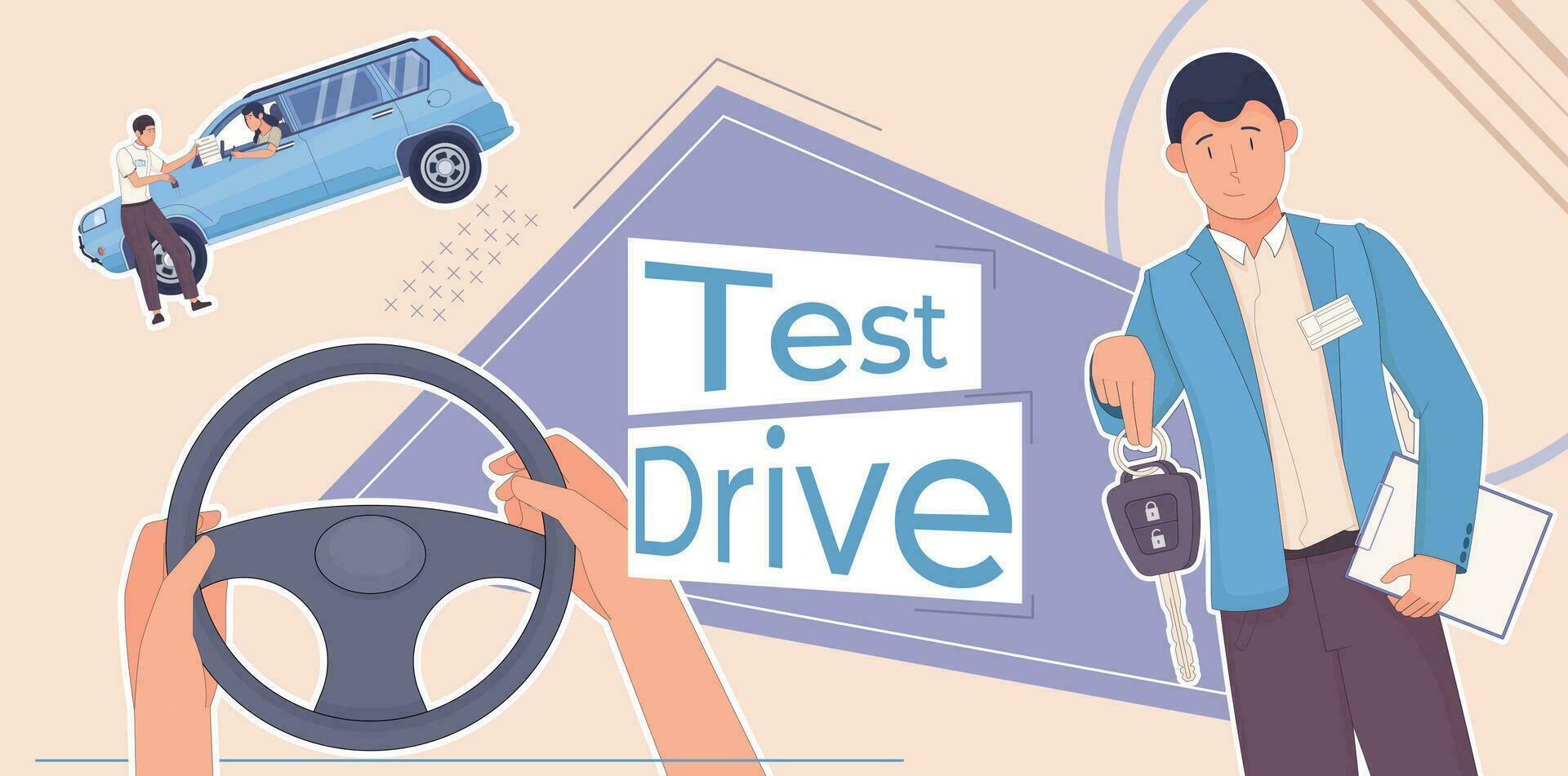 Test Drive Flat Collage vector