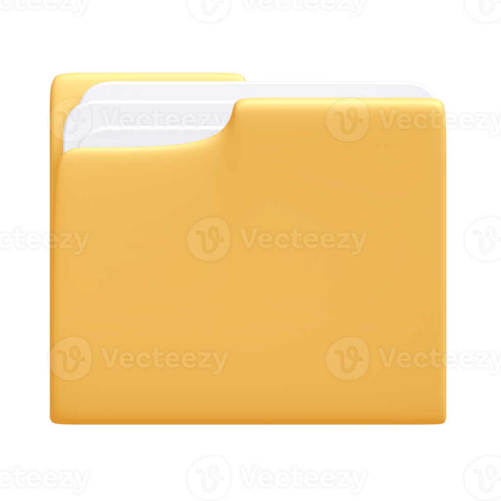 Yellow Folder Icon, 3d rendering png