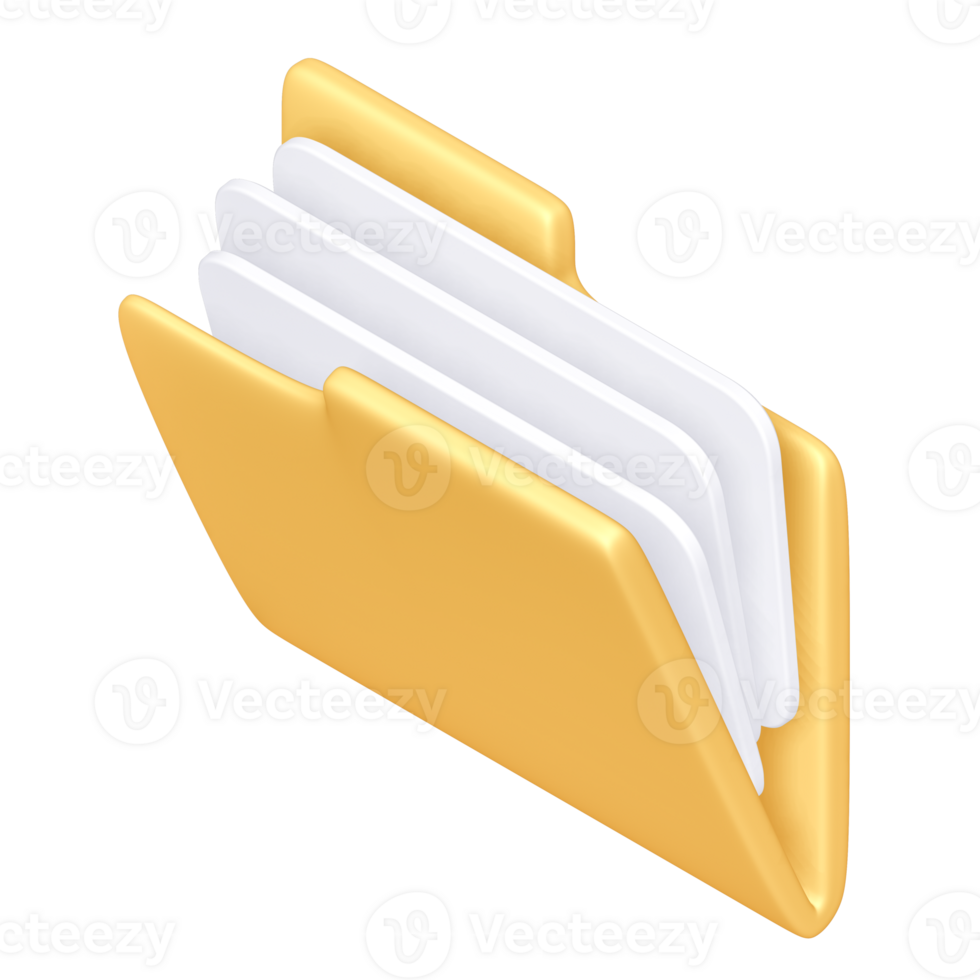 Yellow Folder Icon, 3d rendering png