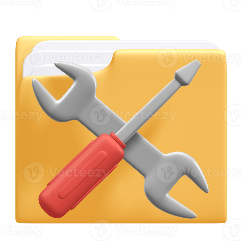 Folder Maintenance Icon, 3d rendering png