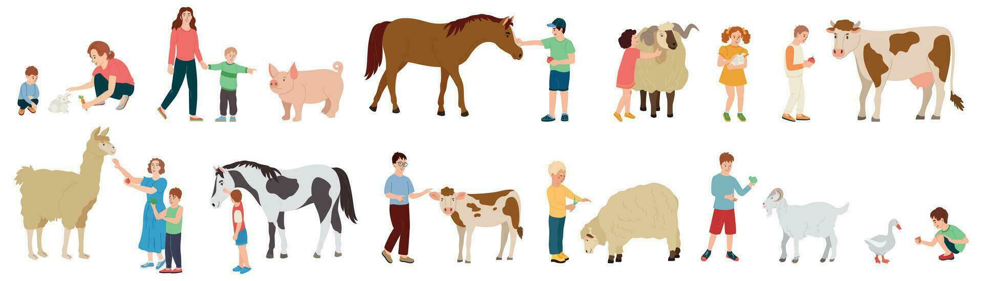 Contact Farm Flat Icons vector