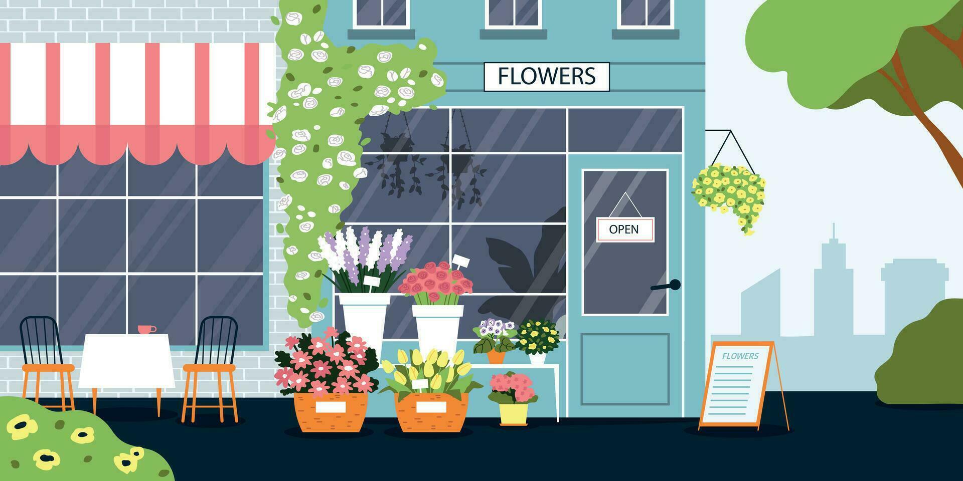 ilustración de fondo de tienda de flores vector