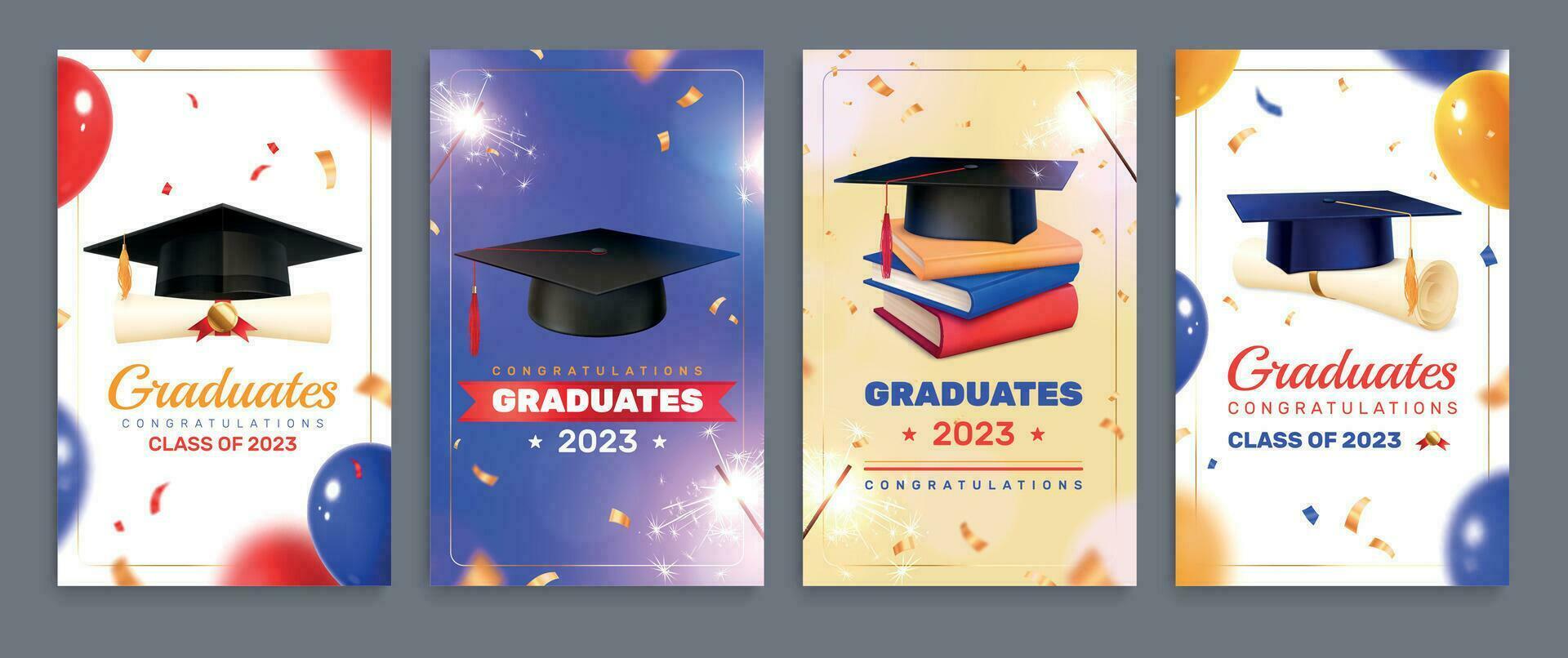 Graduation Party Poster Set vector