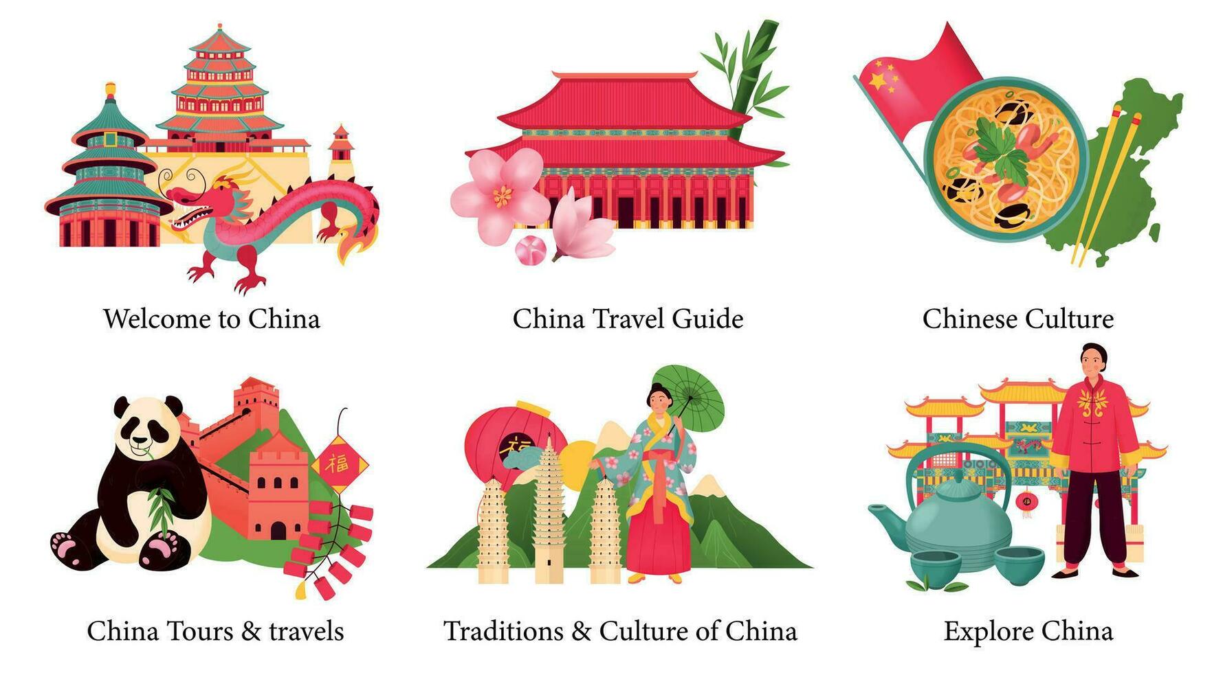 China Flat Set vector