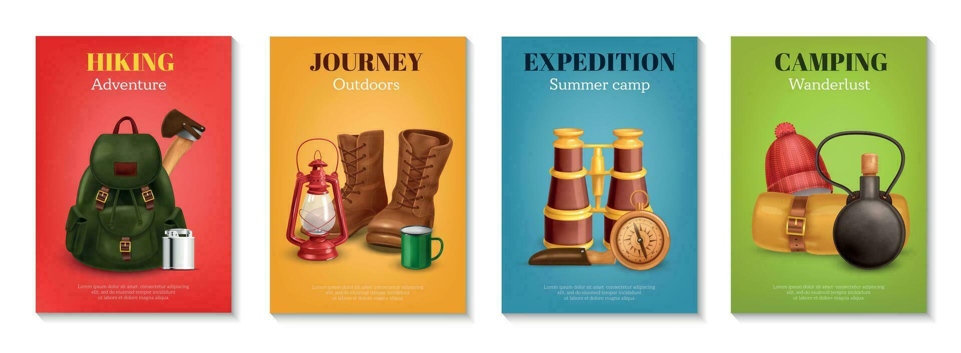 Vintage Camping Poster Set vector