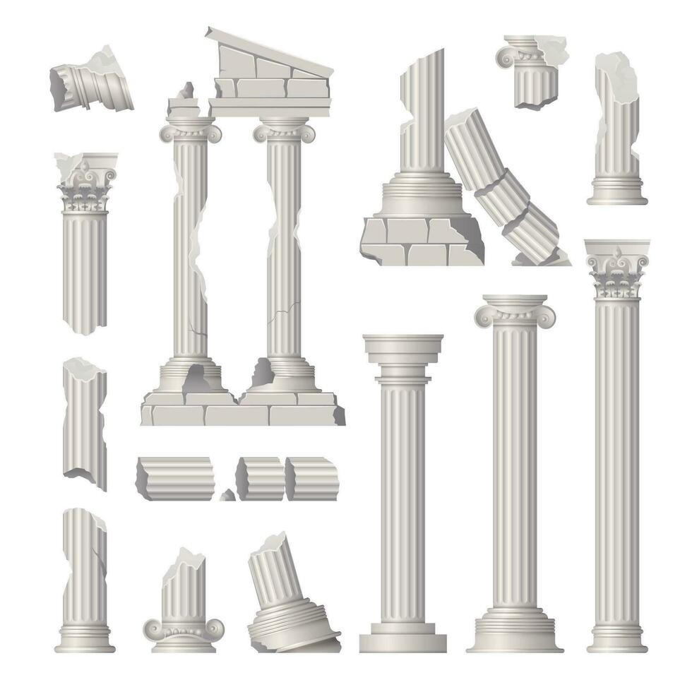 Damaged Columns Set vector