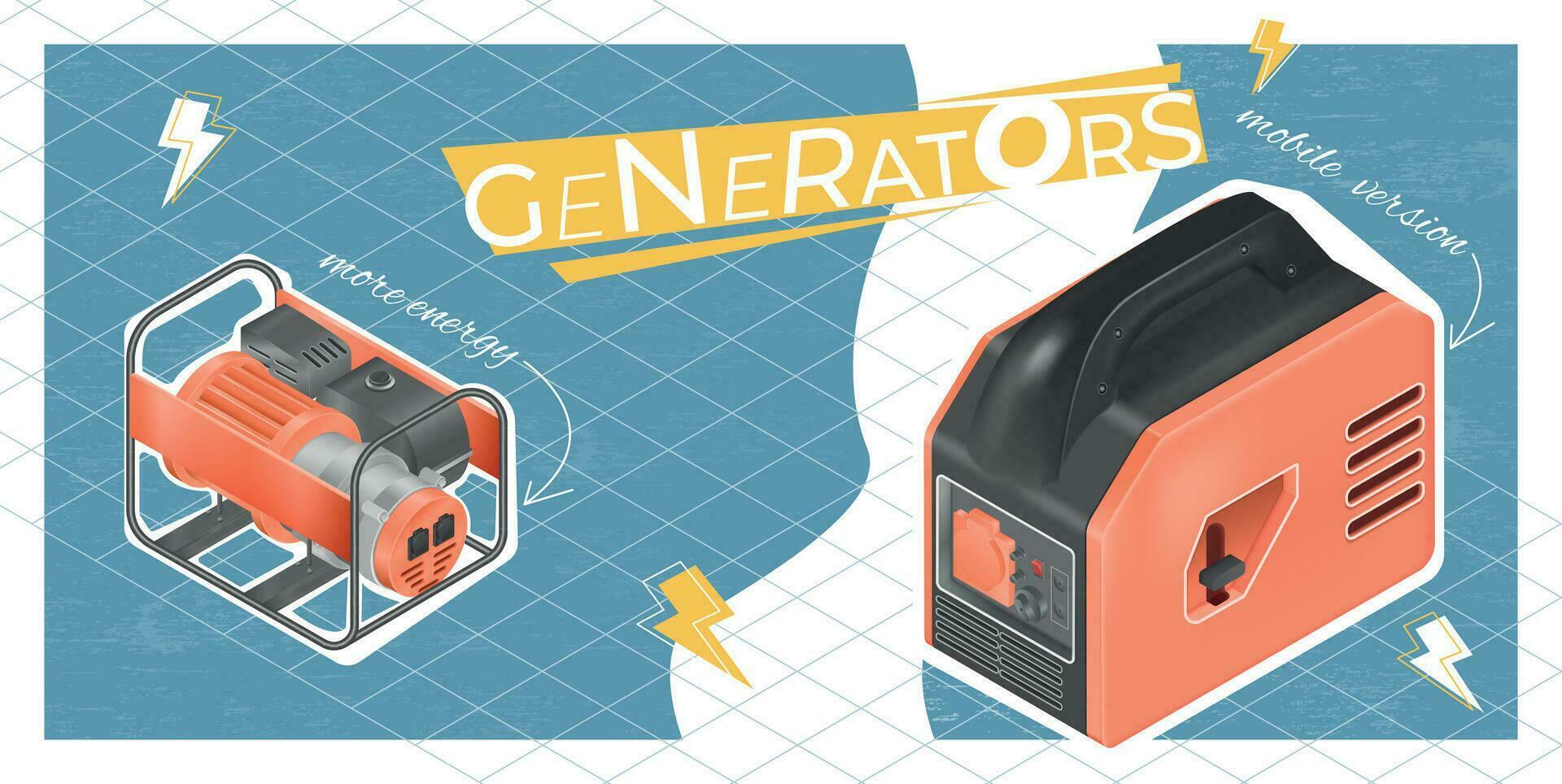 Electric Power Generators Collage vector