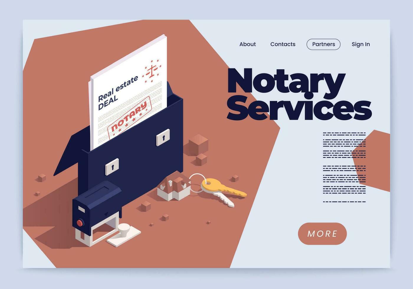 Notary Services Ianding Page Isometric Banner vector