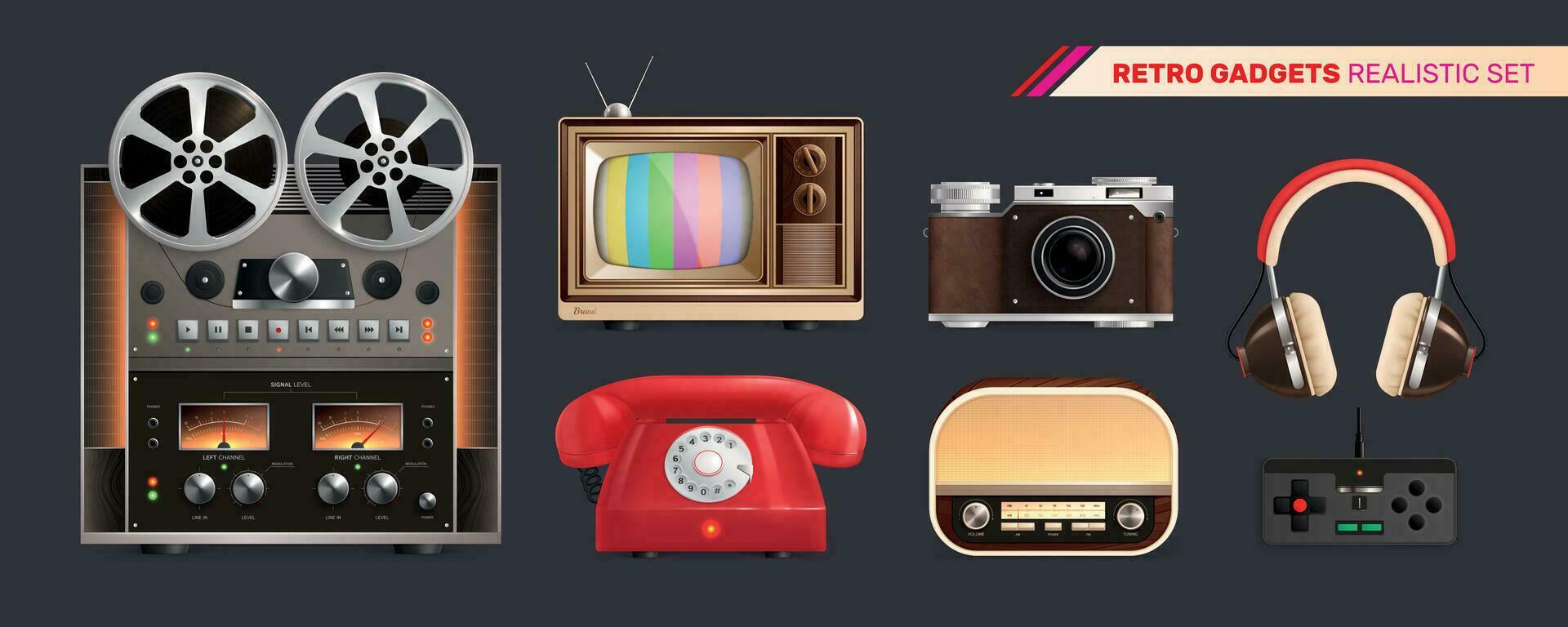 Retro Gadgets Icon Set vector