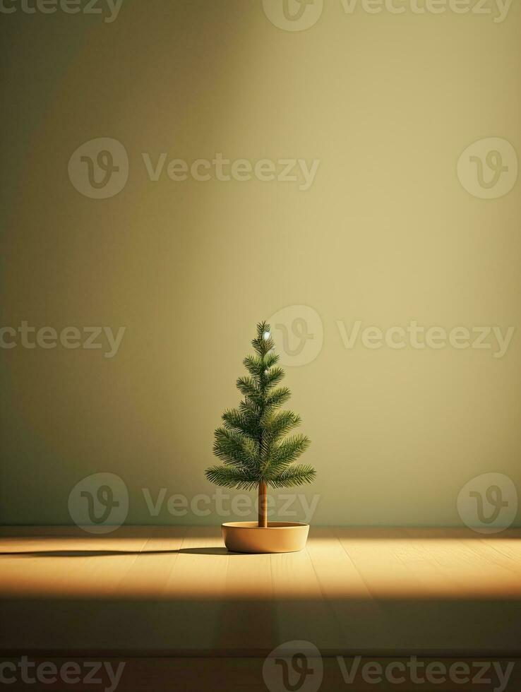 A christmas tree is in a room with a window that says christmas photo