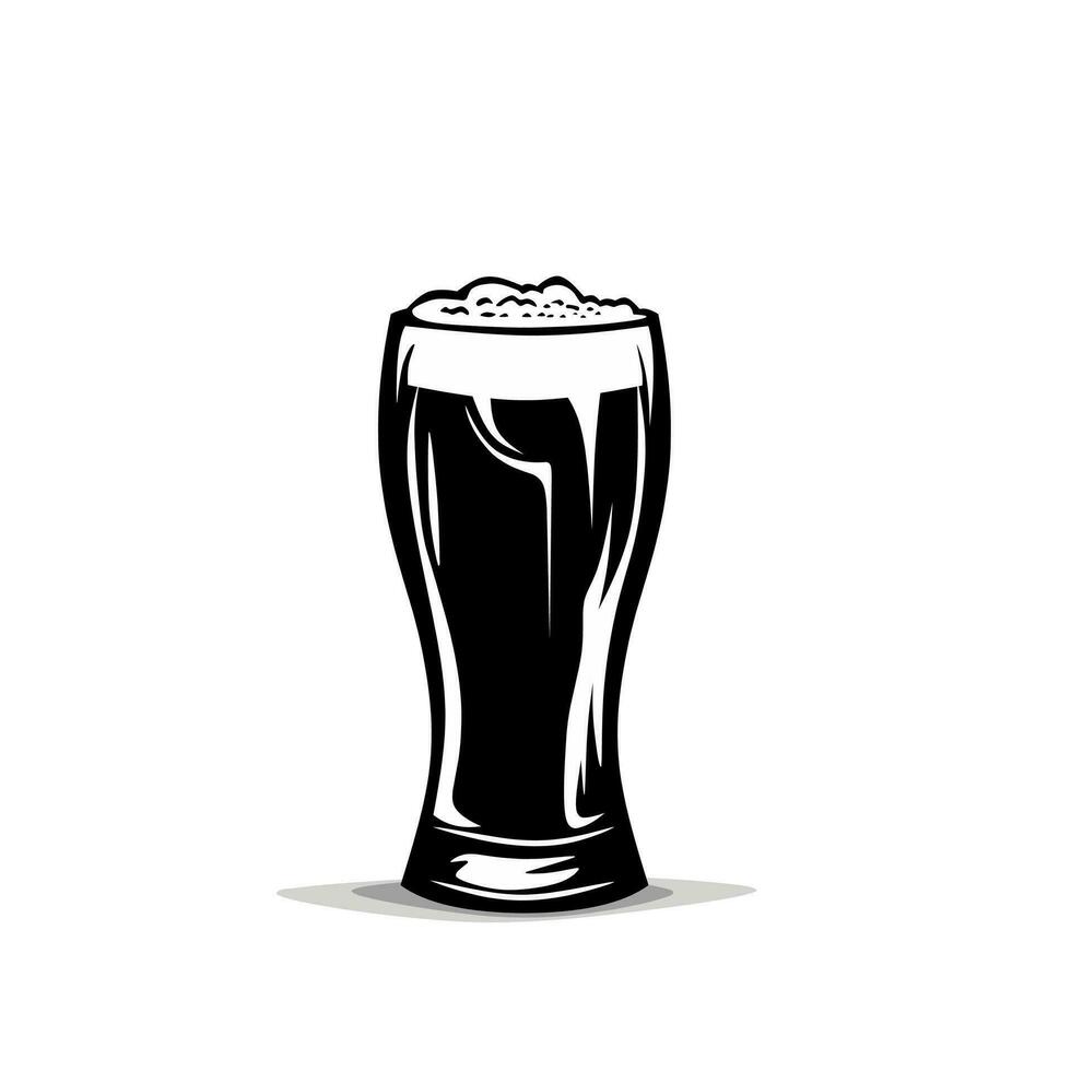 A glass of beer black and white illustration clipart design on a white background vector