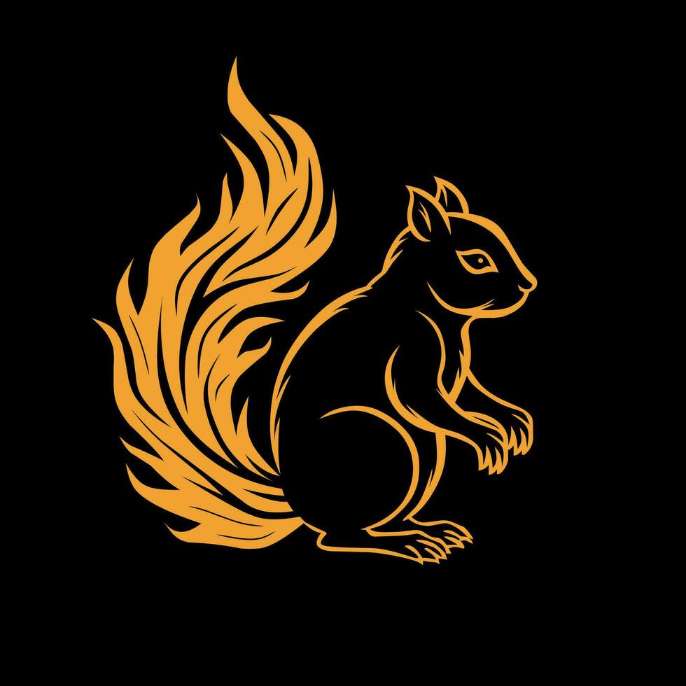 Squirrel animated illustration design on black background vector