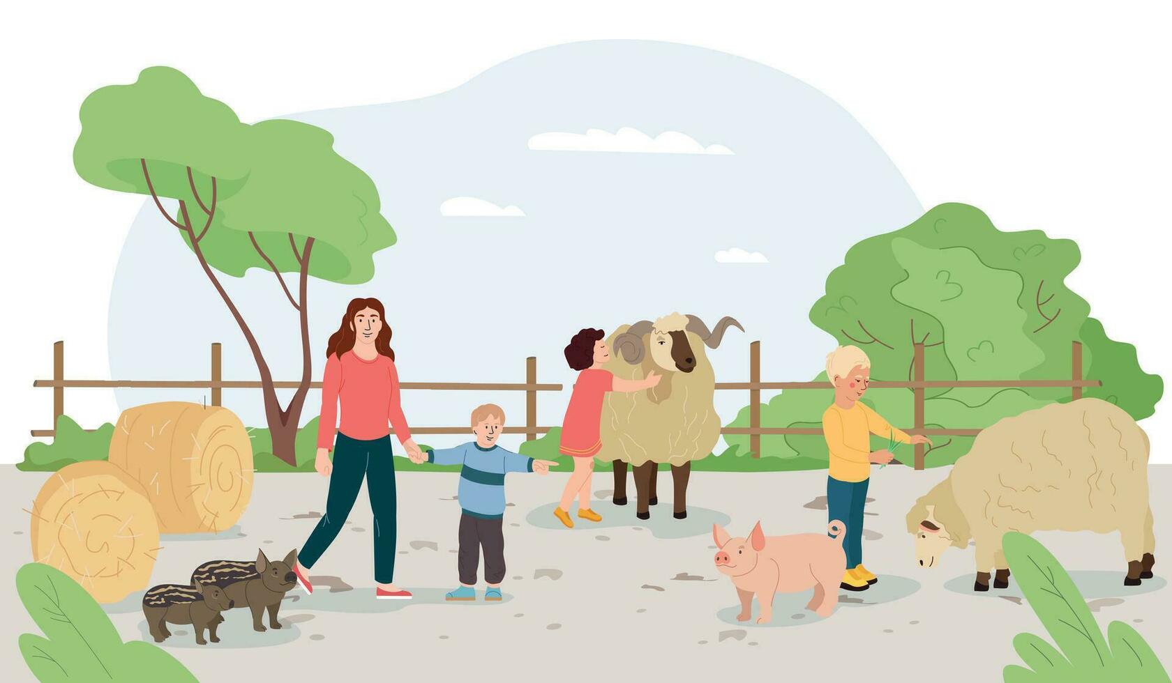 Contact Farm Flat Illustration vector