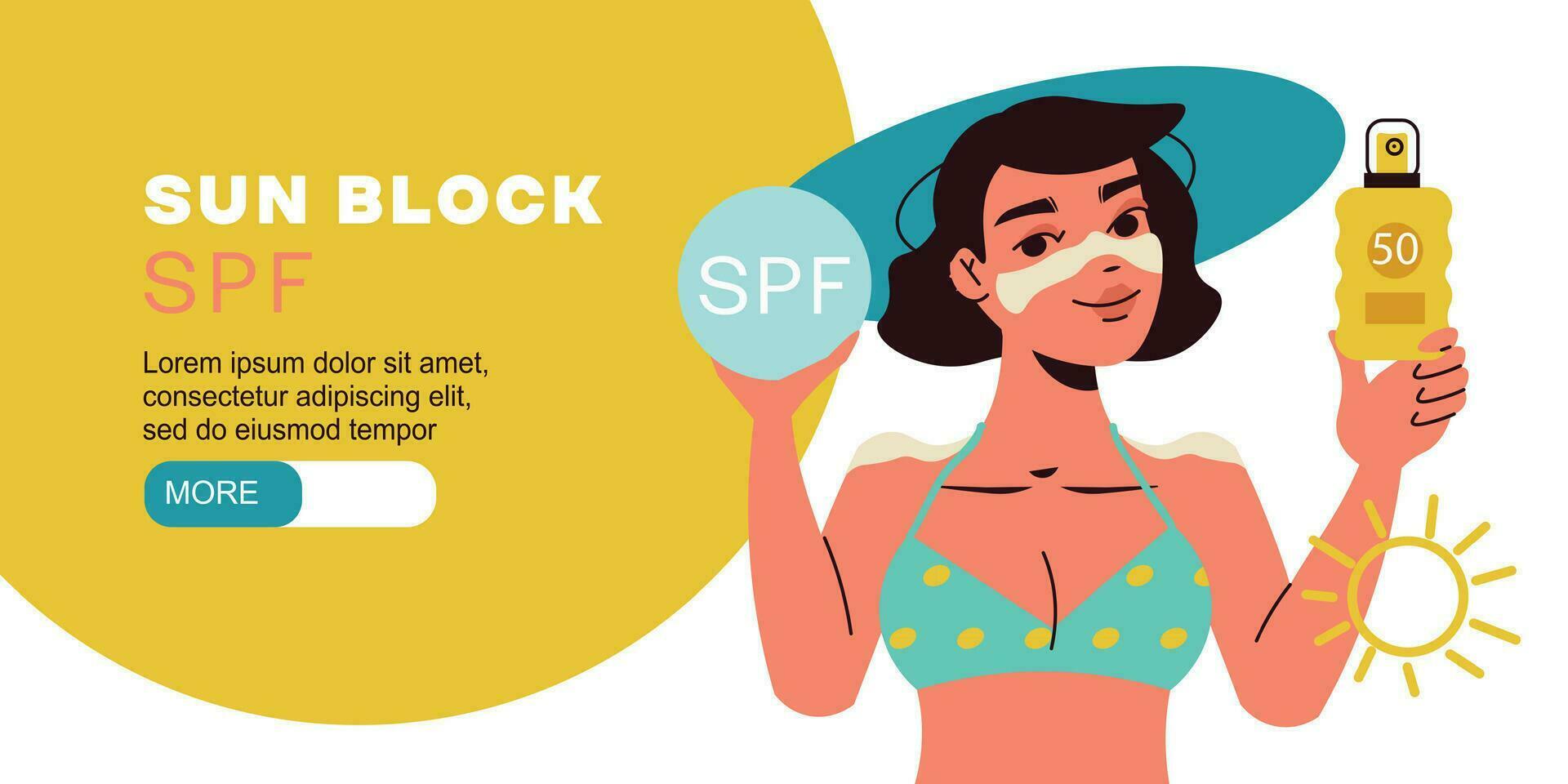 Sunblock Flat Banner vector