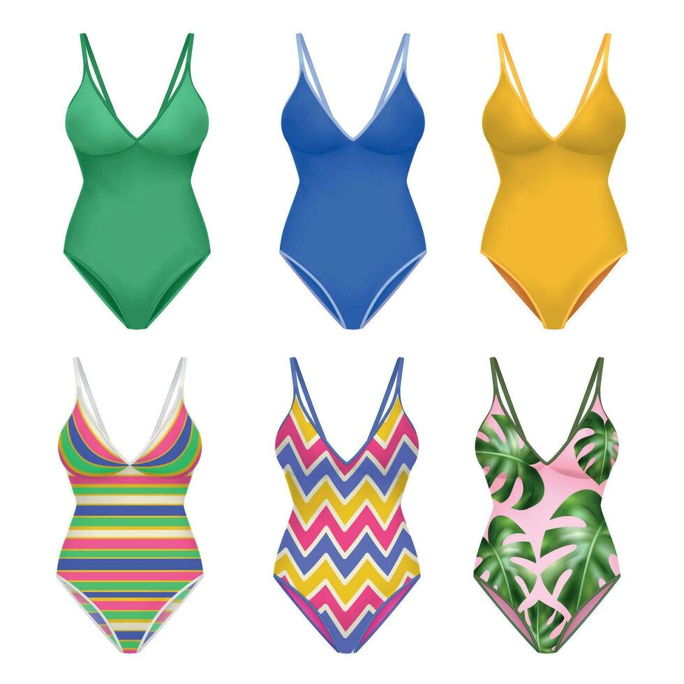 Female Swimsuit Realistic Color Set vector
