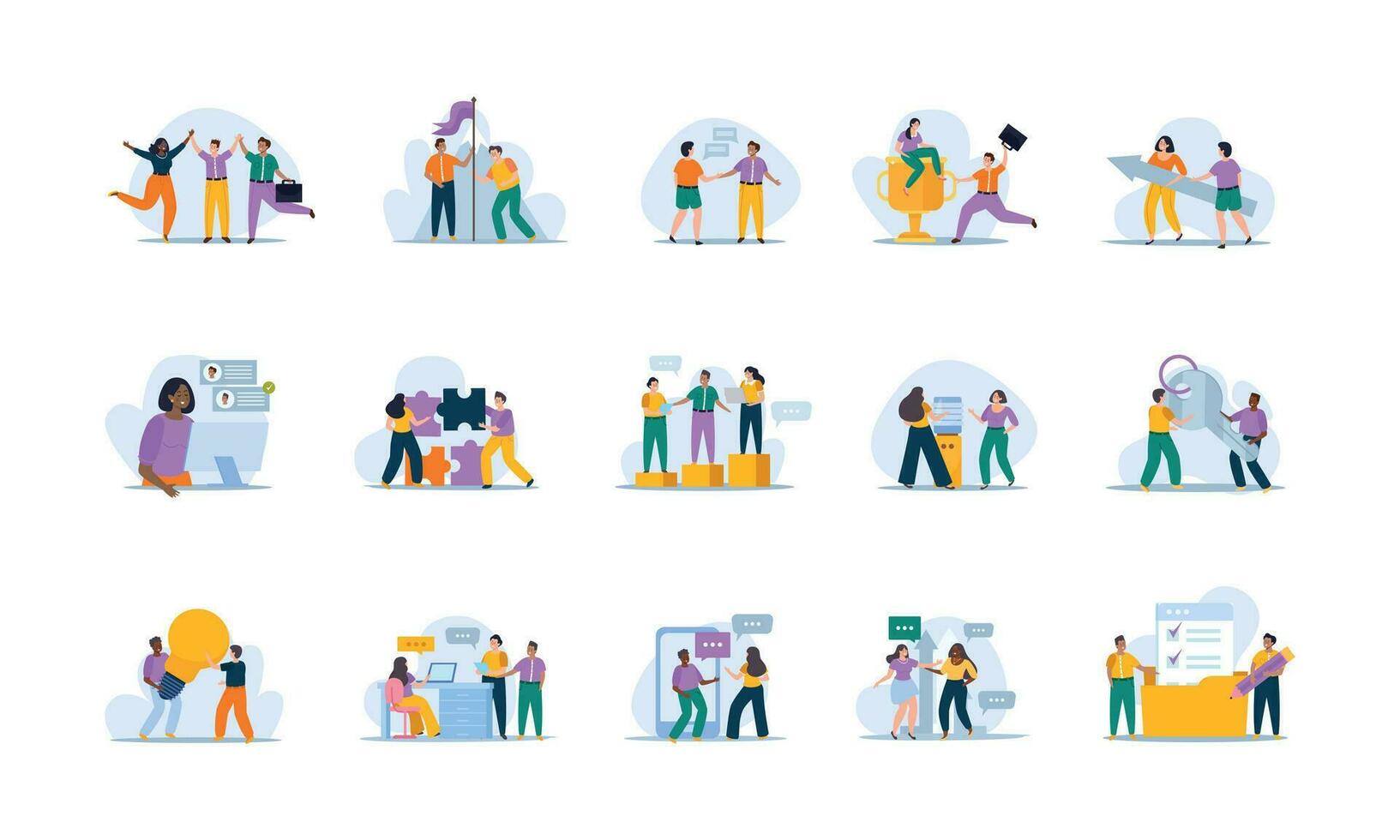 Corporate Culture Compositions Set vector