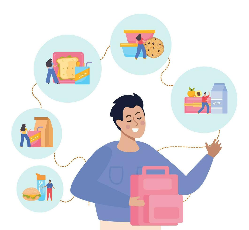 Lunch Box Man Background vector