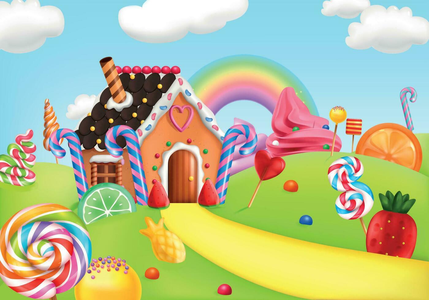 Cweet Candy Land Cartoon Background vector