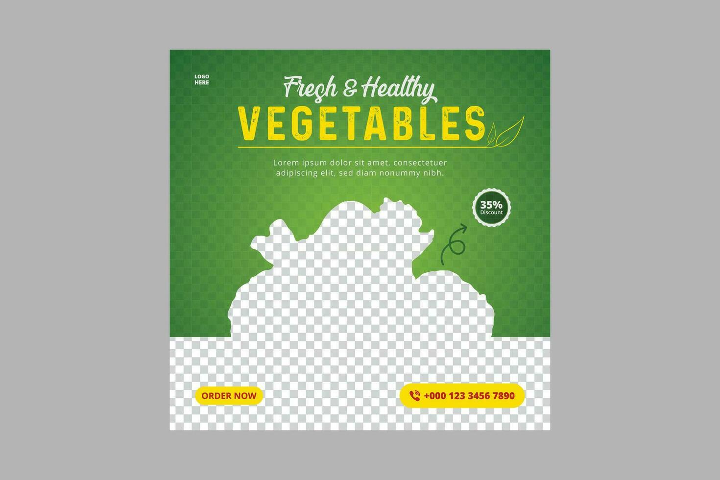 Grocery shop sale and delivery social media post design template vector